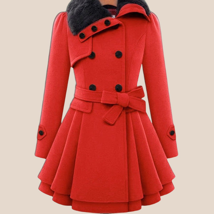 Pascale fitted midi coat in red