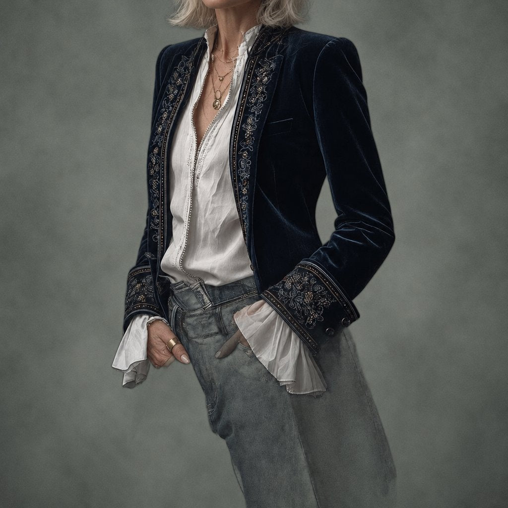 Annette long embroidered jacket, detail