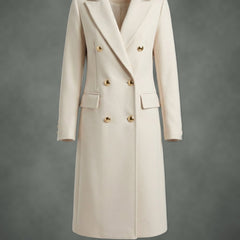 Leonie double-breasted camel coat, detail