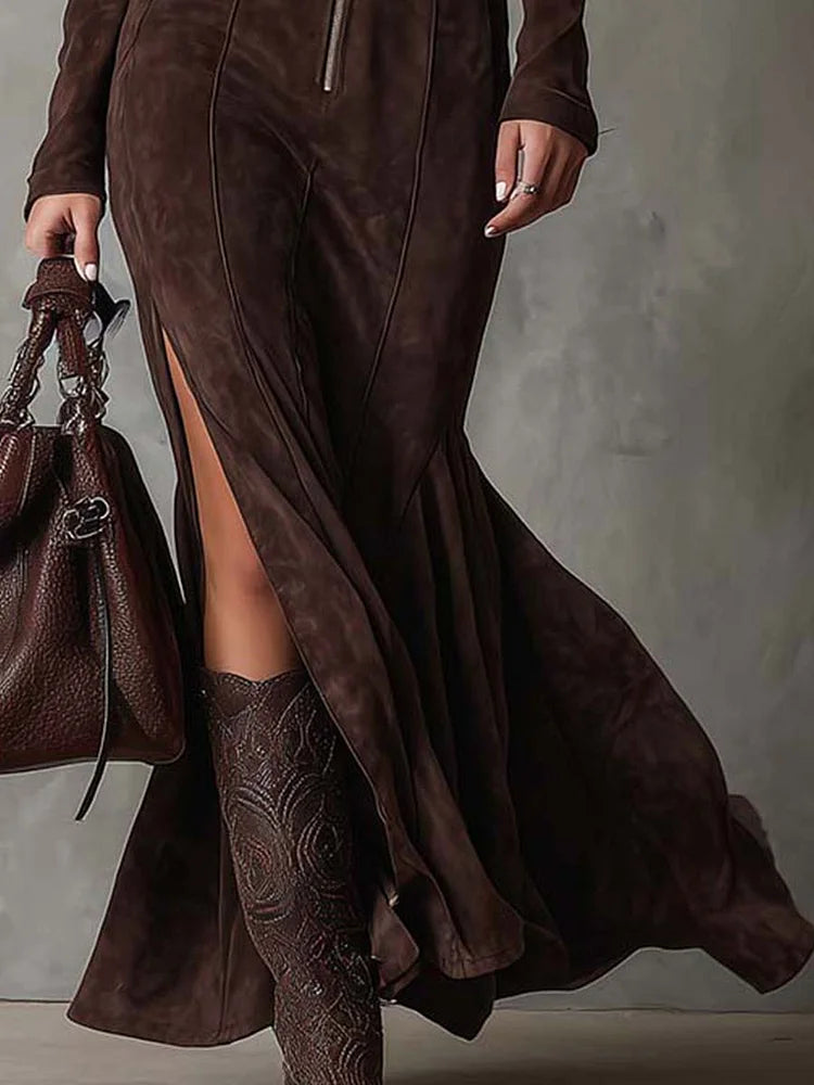 Allegra | Long Dress with Belt and Slit