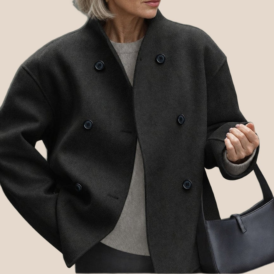 Blandine short double-breasted coat in black