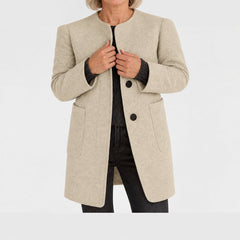 Bettina classic stand collar coat in beige