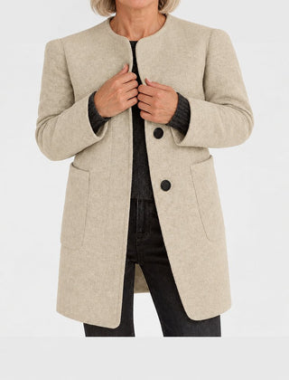 Bettina classic stand collar coat in beige