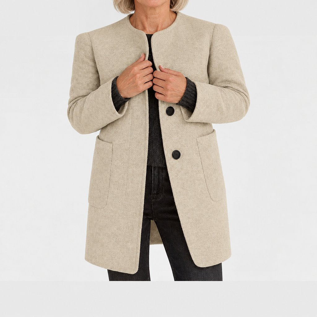 Bettina classic stand collar coat in beige