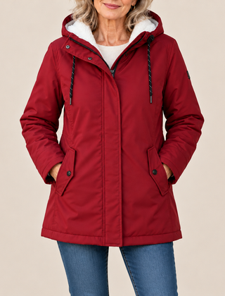 Maeve hooded parka coat in red