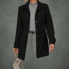 Bernadette belted elegant coat in black