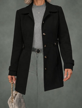 Bernadette belted elegant coat in black