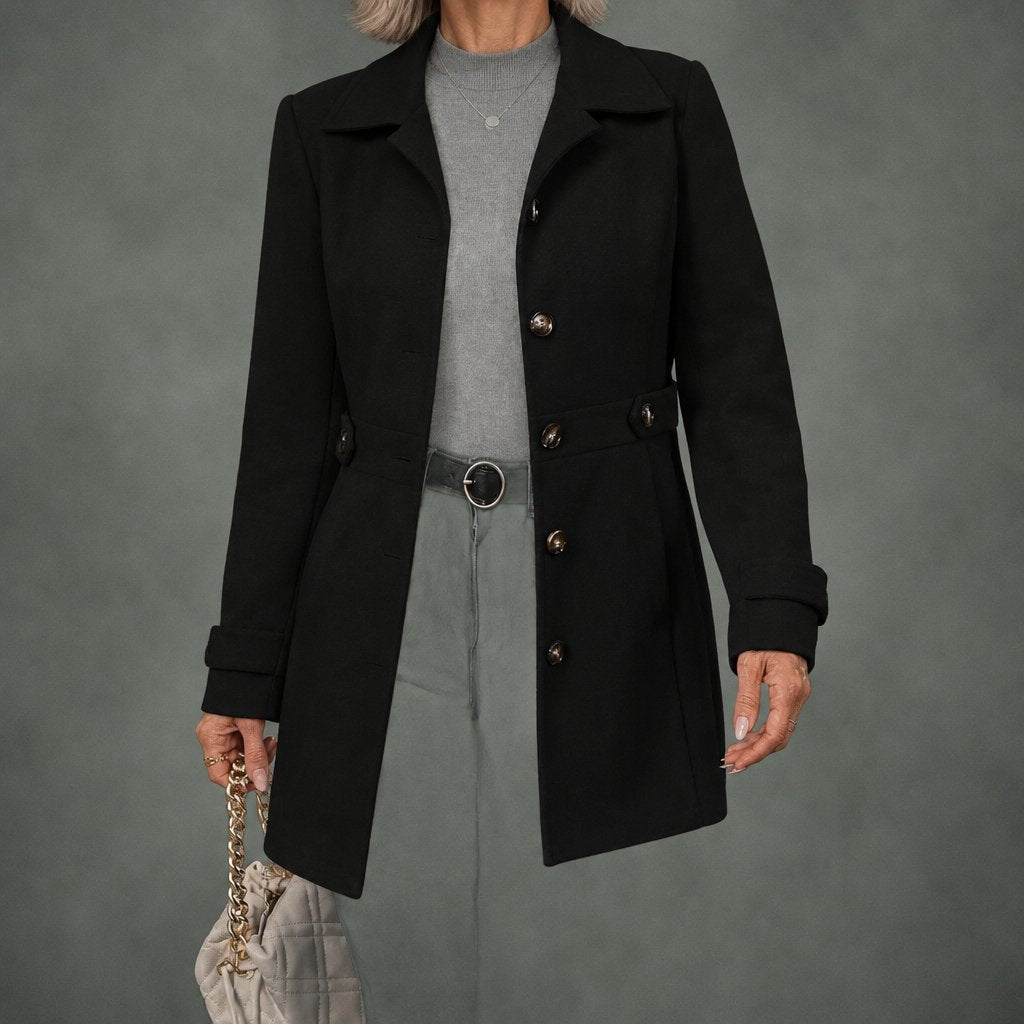 Bernadette belted elegant coat in black