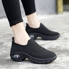 Serena orthopedic anti slip air cushion sneakers in black