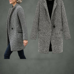 Laurence herringbone long coat, detail