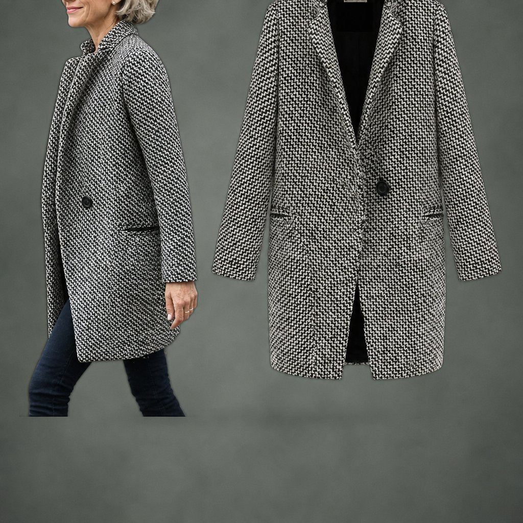 Laurence herringbone long coat, detail