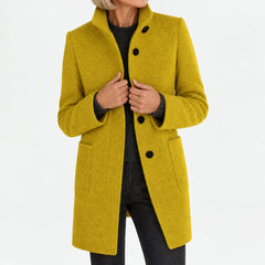 Bettina classic stand collar coat in mustard