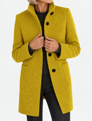 Bettina classic stand collar coat in mustard