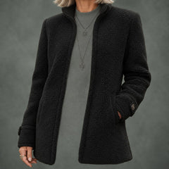 Henriette cozy collar coat in black