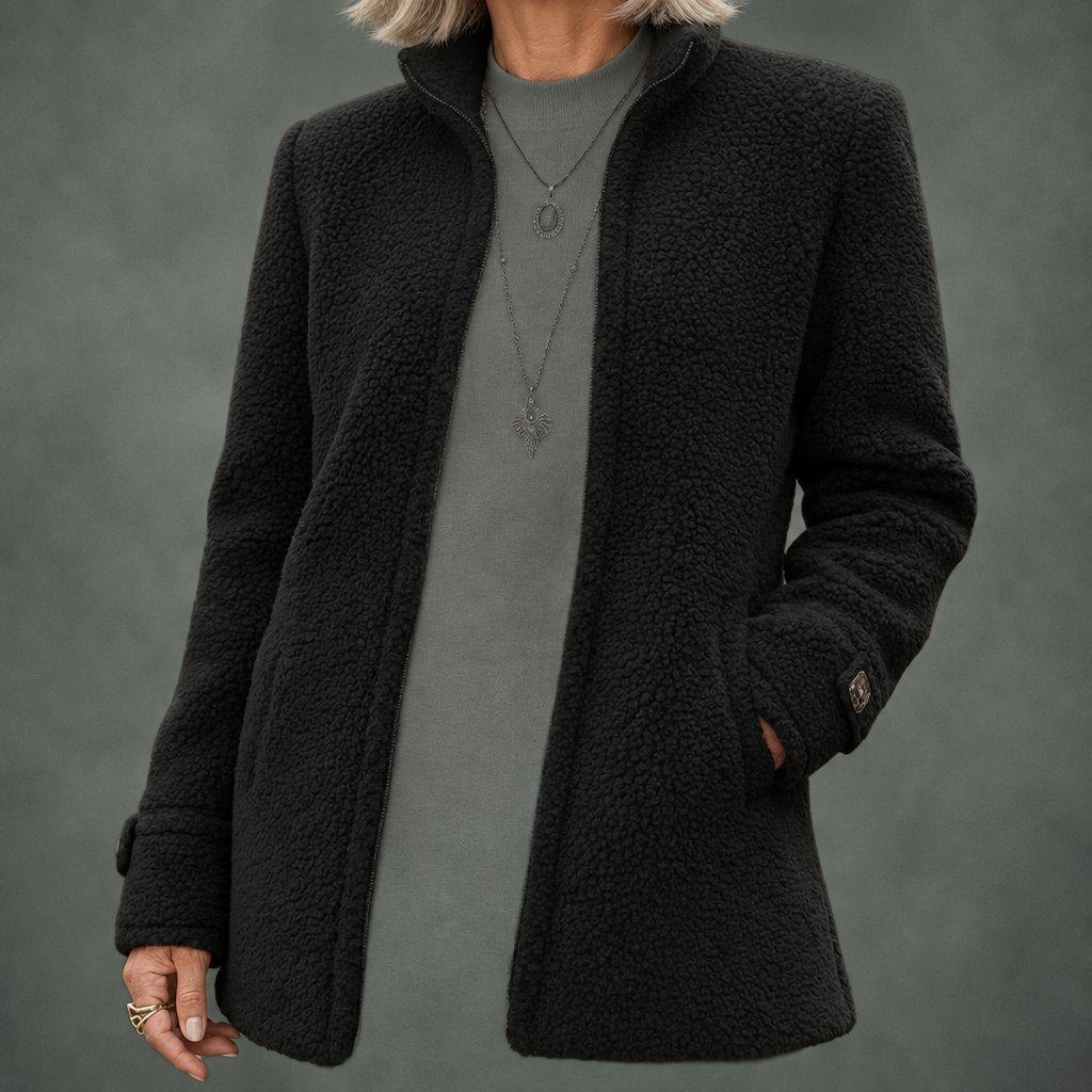 Henriette cozy collar coat in black