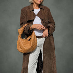 Noelle long belted trench, detail