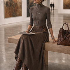 Celeste | Turtleneck Top and Asymmetric Skirt