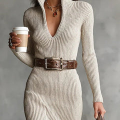 Bianca | V-Neck Dress with Collar