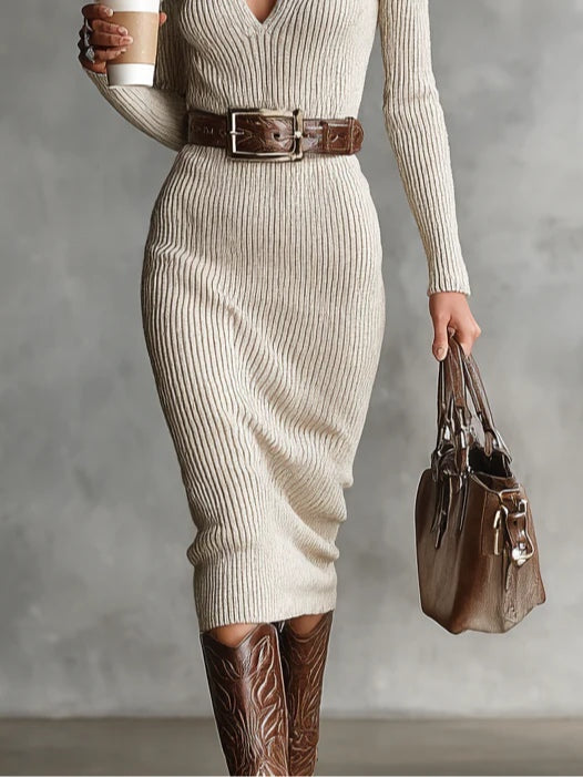 Bianca | V-Neck Dress with Collar