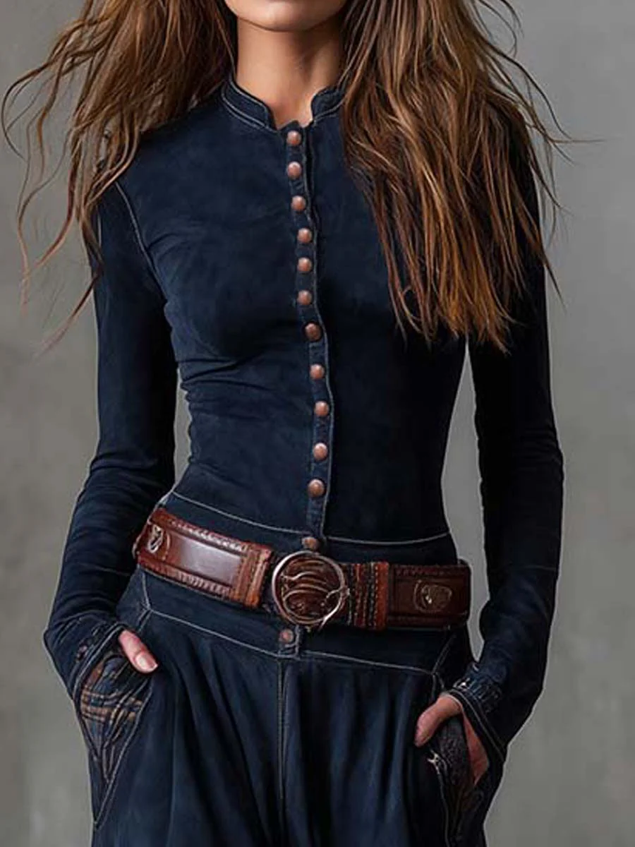 Aurelia | Long Dress with Plaid Panels and Belt