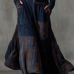 Aurelia | Long Dress with Plaid Panels and Belt