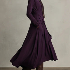 Prisca | Long Dress with High Neck and Asymmetric Drape