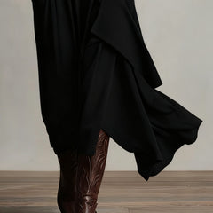 Prisca | Long Dress with High Neck and Asymmetric Drape
