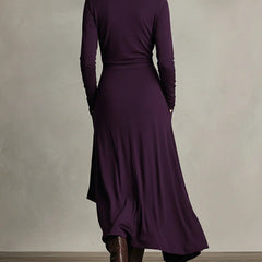 Prisca | Long Dress with High Neck and Asymmetric Drape