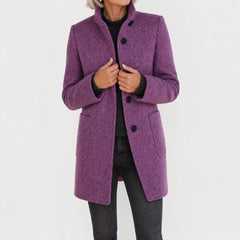 Bettina classic stand collar coat in purple