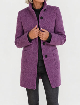 Bettina classic stand collar coat in purple