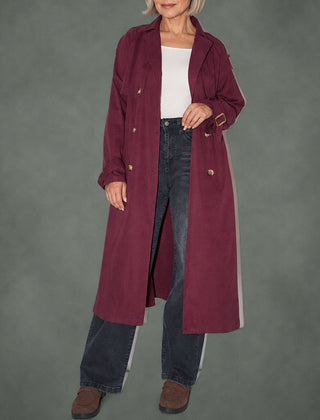 Clarisse double-breasted winter coat in burgundy