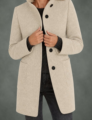 Clotilde stand collar midi coat in beige