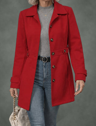 Bernadette belted elegant coat in red