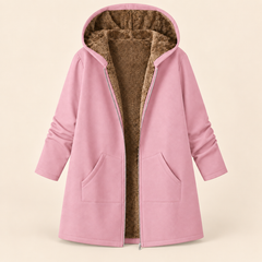 Evelyn cozy lined hooded coat in Pink