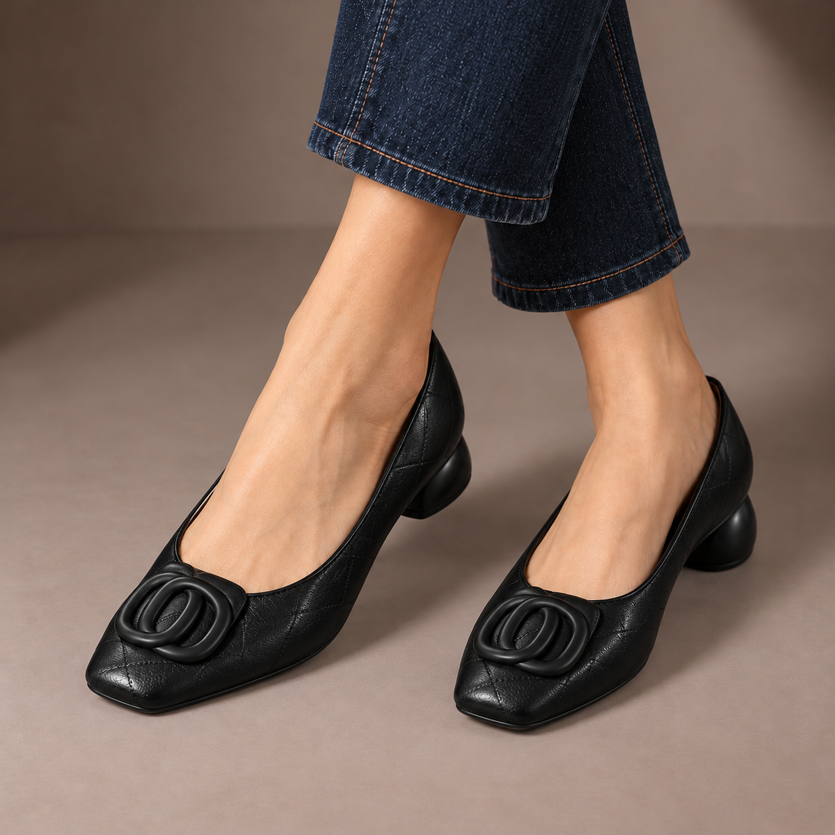Opium | Quilted Ring Leather Flats