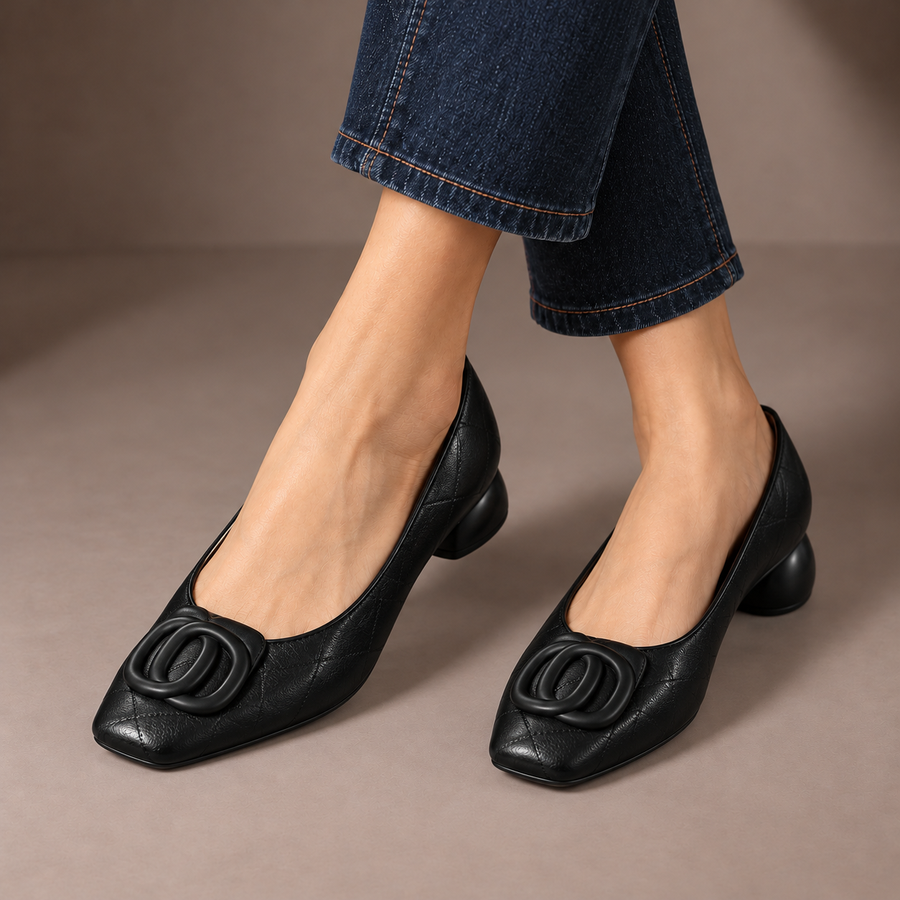 Opium | Quilted Ring Leather Flats