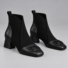 Opium | Square-Toe Ankle Boots in Black