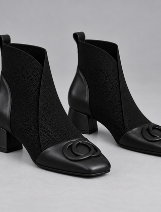 Opium | Square-Toe Ankle Boots in Black