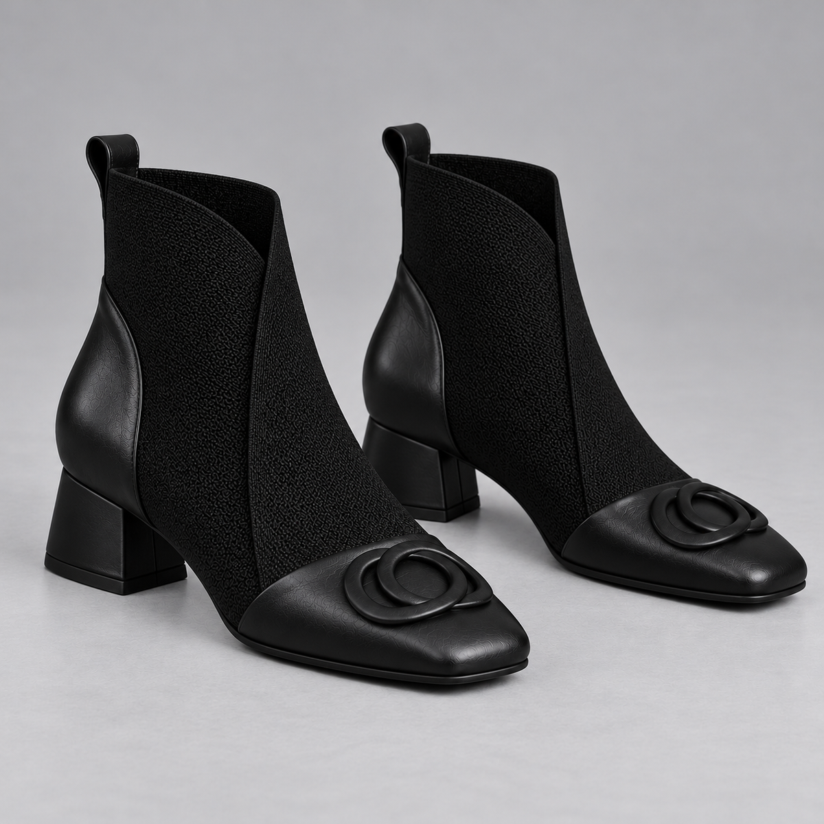 Opium | Square-Toe Ankle Boots in Black