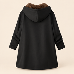 Evelyn cozy lined hooded coat in Black
