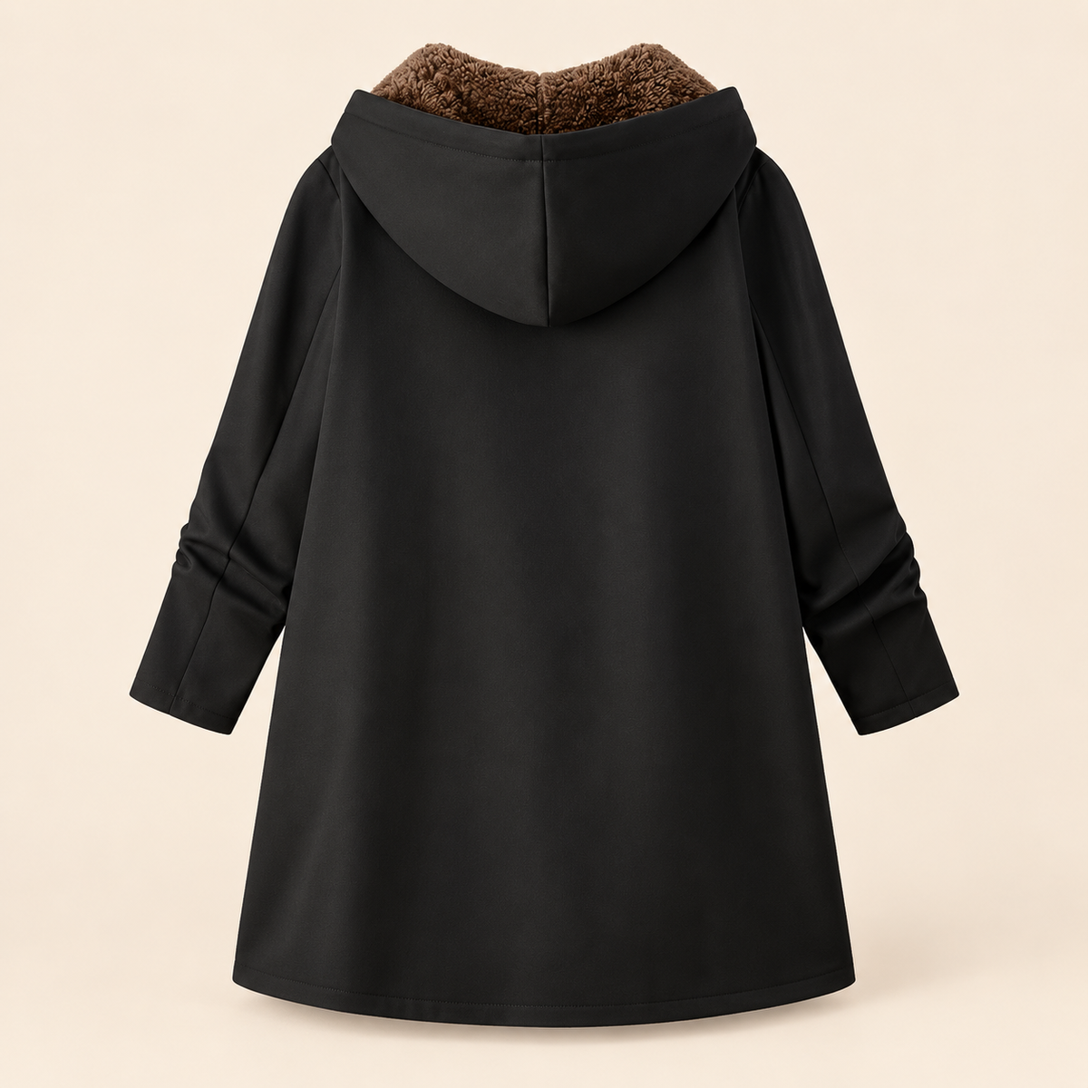 Evelyn cozy lined hooded coat in Black
