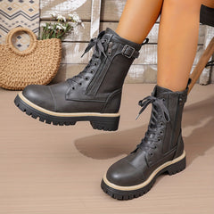 Henrietta | Lace-Up Side-Zip Combat Boots