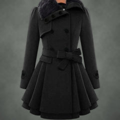 Pascale fitted midi coat in black