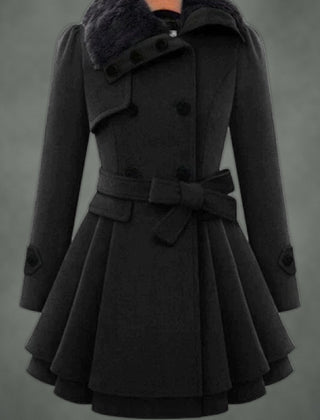 Pascale fitted midi coat in black