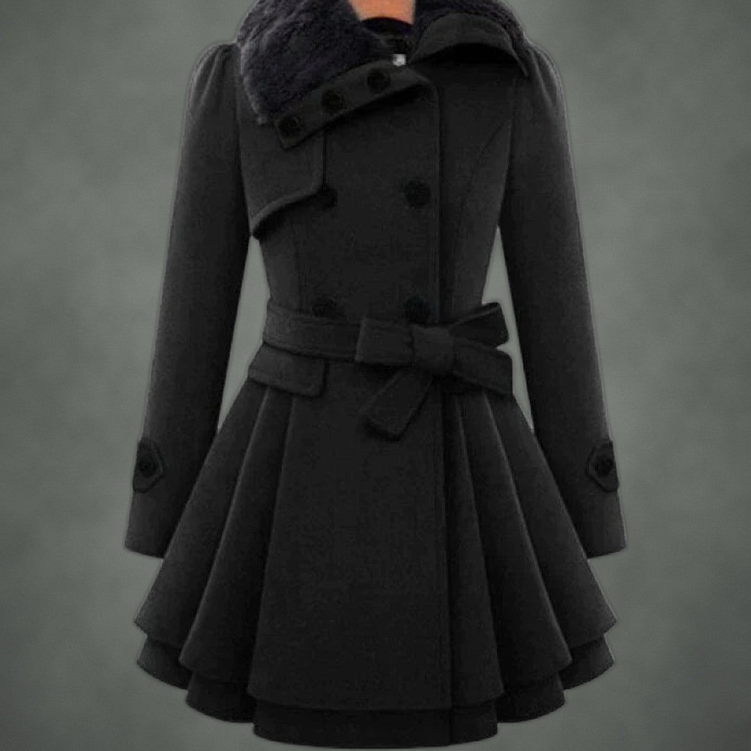 Pascale fitted midi coat in black