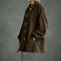 Genevieve big button swing coat, detail