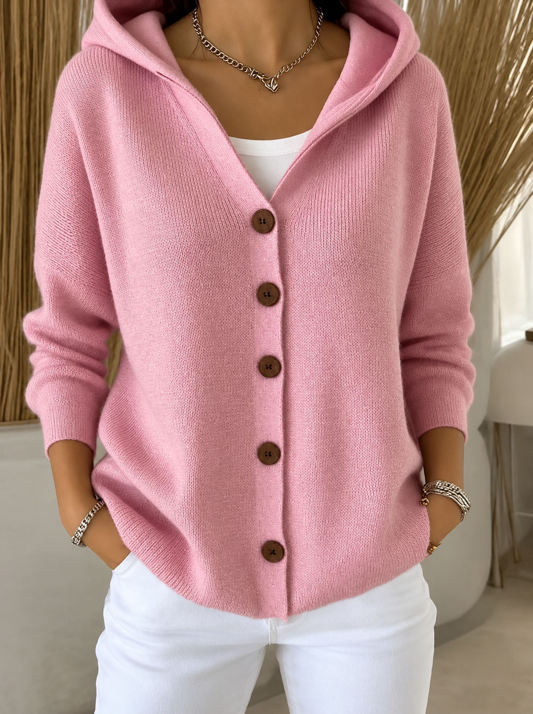 Marie Hooded Button Cardigan