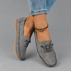 Molly Soft Lace-Front Moccasins in gray