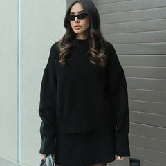 Beatrice two-piece sweater and skirt in Black