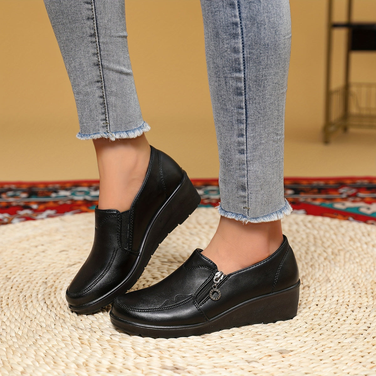 Wynne | Side-Zip Wedge Loafers